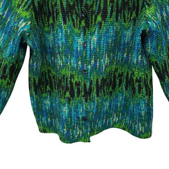 Choices Woman Reversible Jacket Size 1X Jewel Tone Abstract Pucker Knit Artsy - Picture 12 of 16